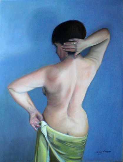 Desnudo de espaldas Pastel Paper Nude Paintings