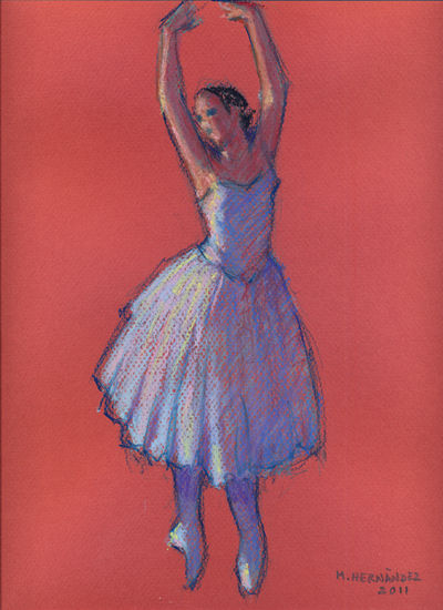 Bailarina Pastel Paper Figure Painting