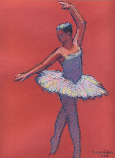 Bailarina Pastel Paper Figure Painting