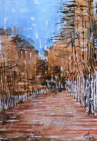 Bosque Camprodon Acuarela Papel Paisaje