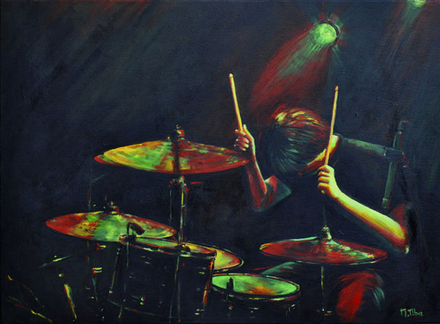 Joven baterista Acrylic Canvas Figure Painting