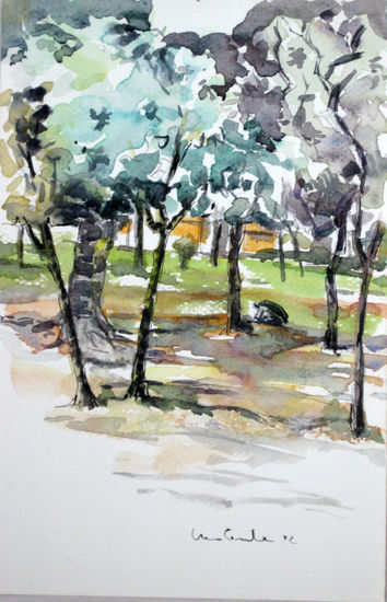 Árboles de Plaza diez Watercolour Paper Landscaping