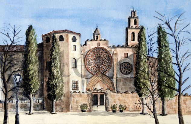 monestir de Sant Cugat Watercolour Paper Landscaping