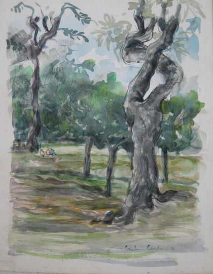 Plaza Alberdi 2001 Watercolour Paper Landscaping