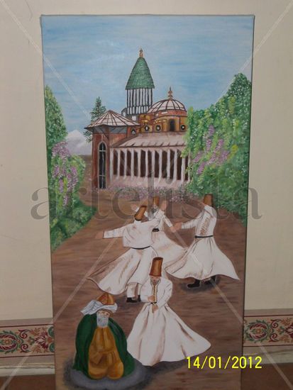 Danza de los Derviches a Mevlana Óleo Tela Paisaje