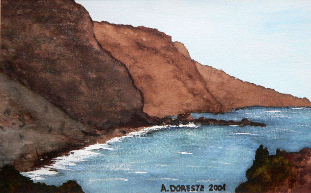 Acantilados de El Verodal Acuarela Papel Paisaje