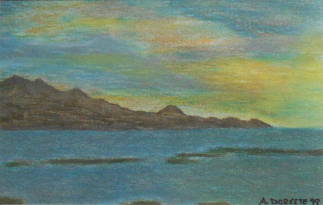 Atardecer en la playa de Las Canteras Pastel Papel Paisaje