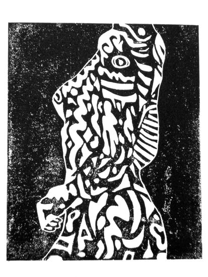 quetu zaire Linocut