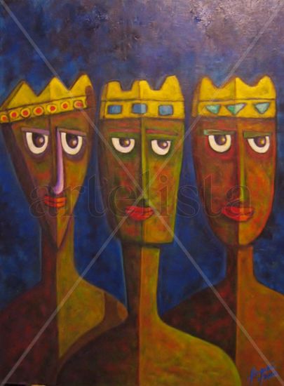 Tres Reyes 2 Acrylic Canvas Figure Painting