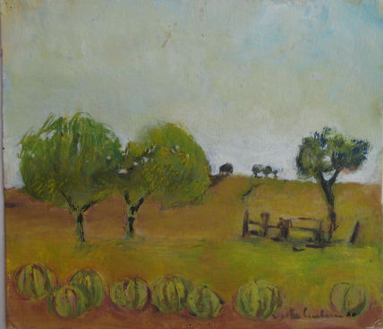 Sandías y dos árboles