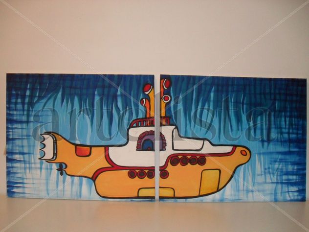 cuadro diptico beatles submarino amarillo