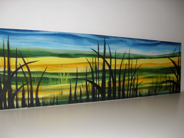 cuadro paisaje juncos Acrylic Canvas Landscaping