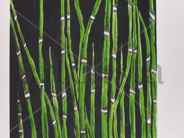 cuadro moderno juncos bambu verdes