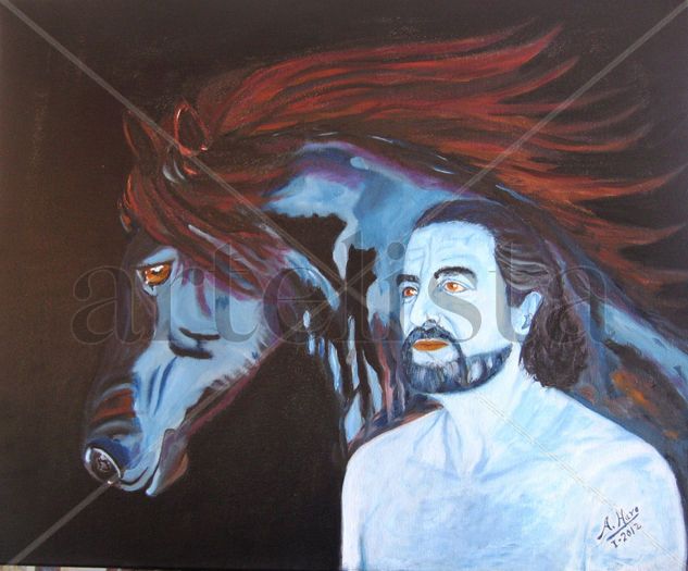 Autoretrato con caballo Oil Canvas Portrait