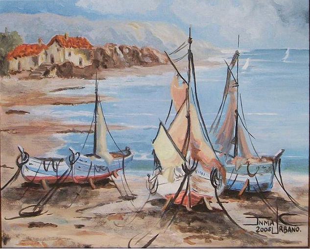 Barcas en la Arena II Oil Canvas Landscaping