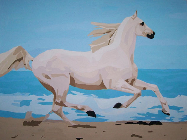 Caballo blanco Gouache Paper Animals