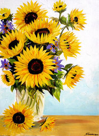 Sunflowers and vase