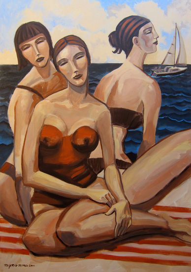 Turistas Acrylic Canvas Figure Painting