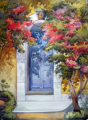 Beauty of Flowers Door Watercolour Paper Floral Painting