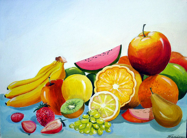 Colourful Fruit Composition III Acrylic Canvas Still Life Paintings