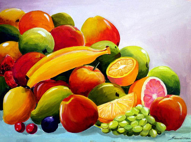 Colourful Fruit Composition IV Acrylic Canvas Still Life Paintings