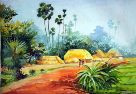 Benagl Village Landscape Acrylic Canvas Landscaping