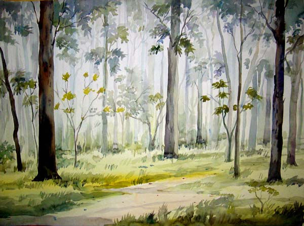 Forest path Watercolour Paper Landscaping