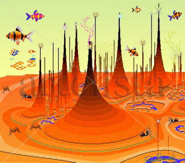 CIUDAD   DE  UN PLANETA    EXTRAÑO  Y   LEJANO