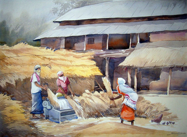 Harvest Time Acuarela Papel Paisaje