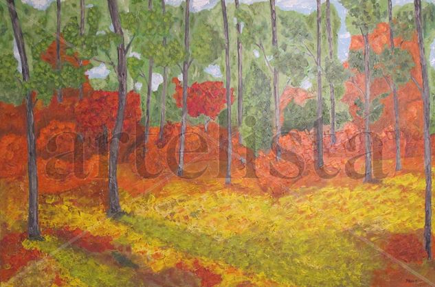 paisaje rojo Acrylic Canvas Landscaping