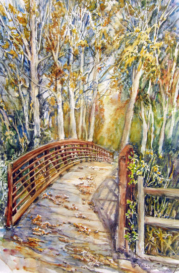 El Puente de Sycamore Park Acuarela Papel Paisaje