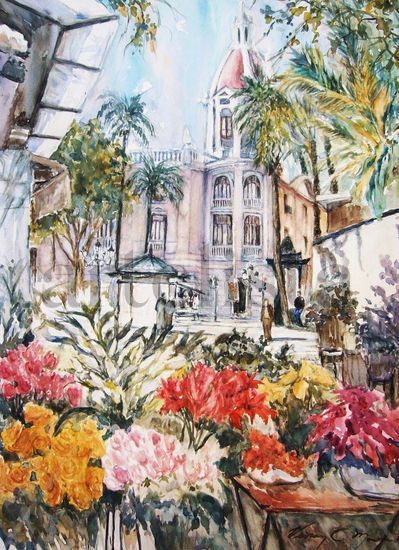 Plaza del Ayuntamiento, Valencia Watercolour Paper Landscaping