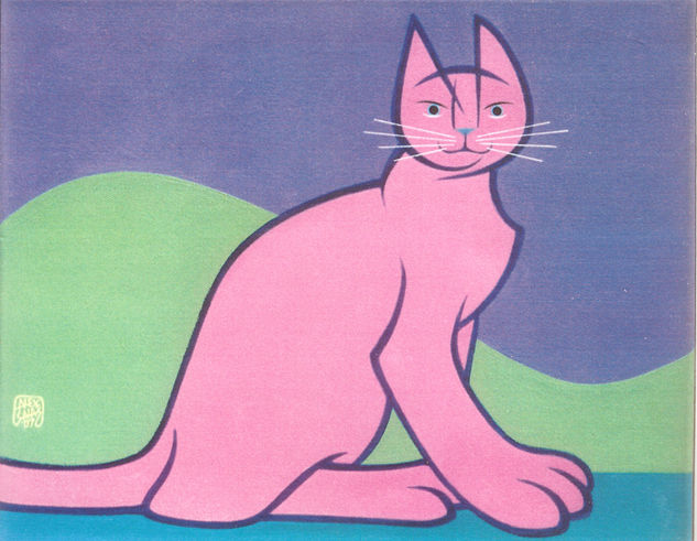 GATA ROSA Acrylic Canvas Animals