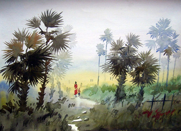 Village Path Watercolour Paper Landscaping