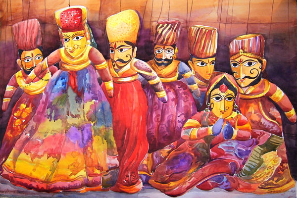 Beauty of Puppets Watercolour Paper Figure Painting