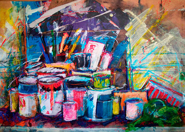 Composicion sin titulo X Media Mixta Tela Bodegones