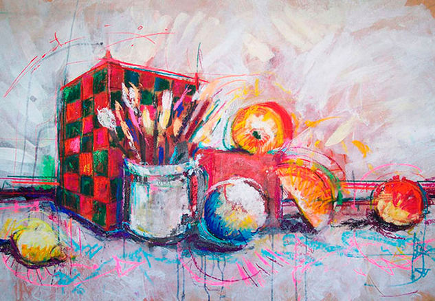 Composicion sin titulo XI Mixed media Textile Still Life Paintings