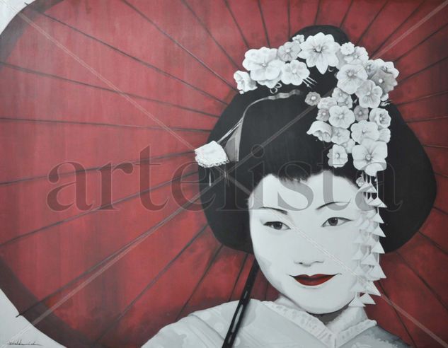 Maiko Parasoru II Acrylic Canvas Portrait