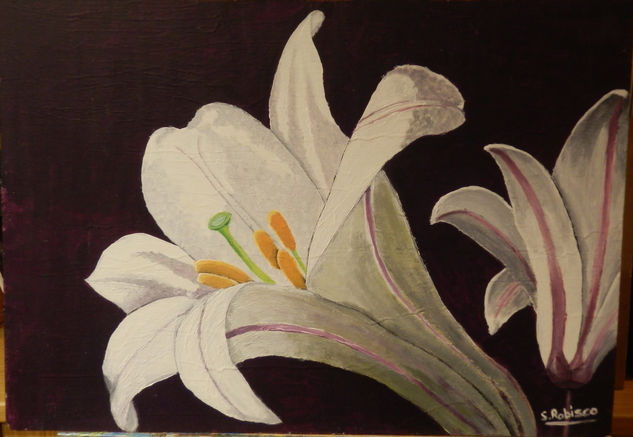 Lirios Acrylic Panel Floral Painting