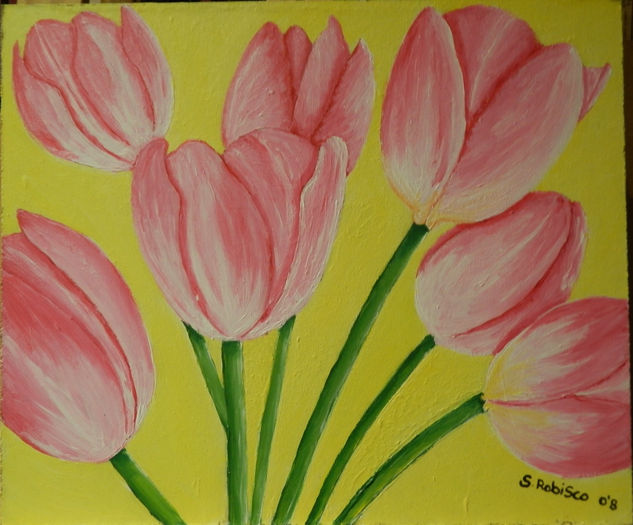 Tulipanes I Acrylic Panel Floral Painting