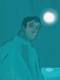 Hombre, mar y luna