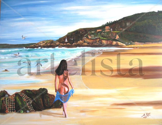 Desnudo en S. Román Oil Canvas Marine Painting