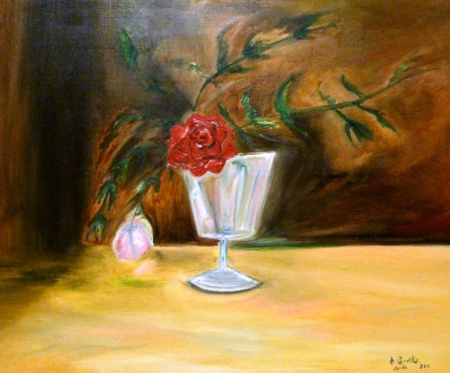 Bodegón cristal y rosas Oil Canvas Landscaping