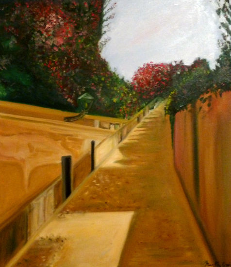 callejón del agua Oil Canvas Landscaping