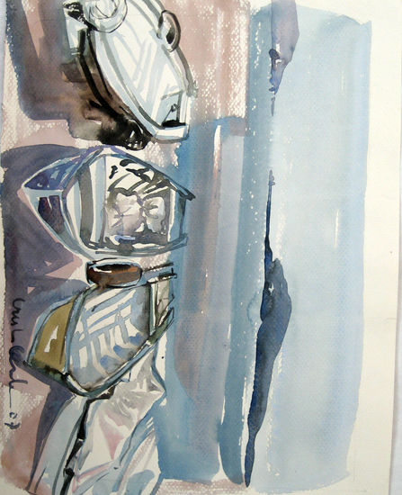 Botes azulinos dos Watercolour Paper Marine Painting