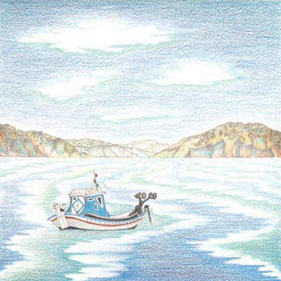 Georgios Boat Pencil (coloured) Paper Landscaping