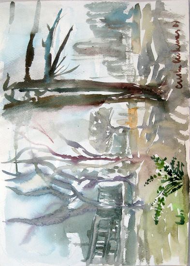 Bruma en la plaza Watercolour Paper Marine Painting