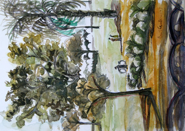 Plaza Alberdi catorce Watercolour Paper Landscaping