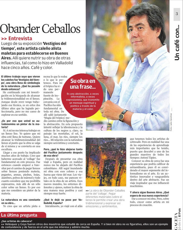 Entrevista Gaceta Cultural Diario El Pais