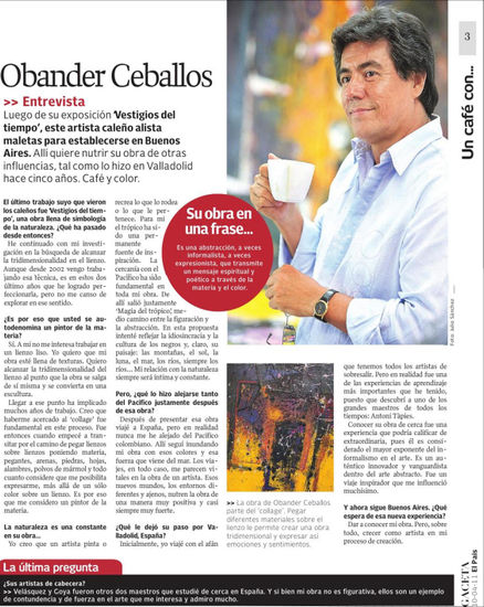 Entrevista Gaceta Cultural Diario El Pais Fotoperiodismo y documental Color (Digital)